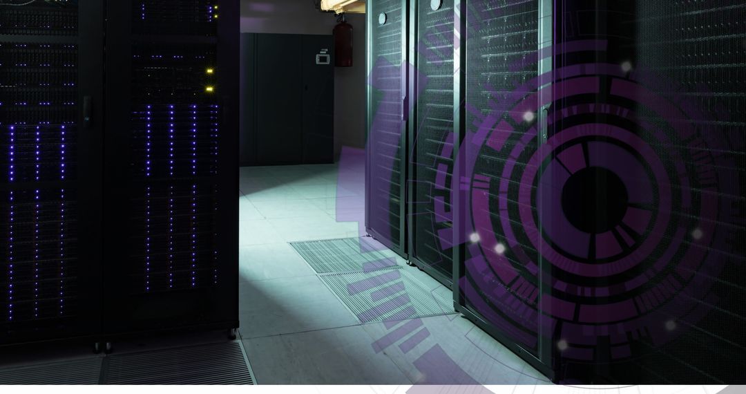 Digital Transformation with Purple Tech UI in Modern Server Room