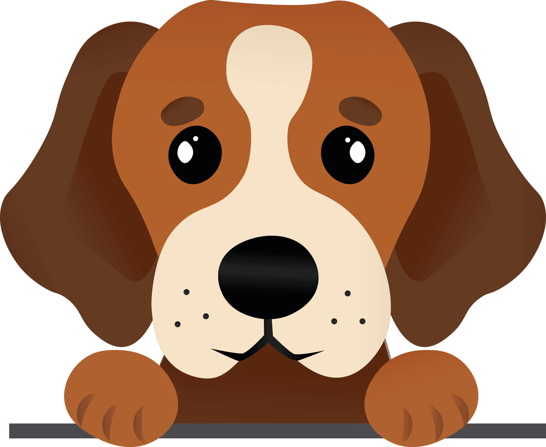 Cartoon Brown Dog Face on Transparent Background