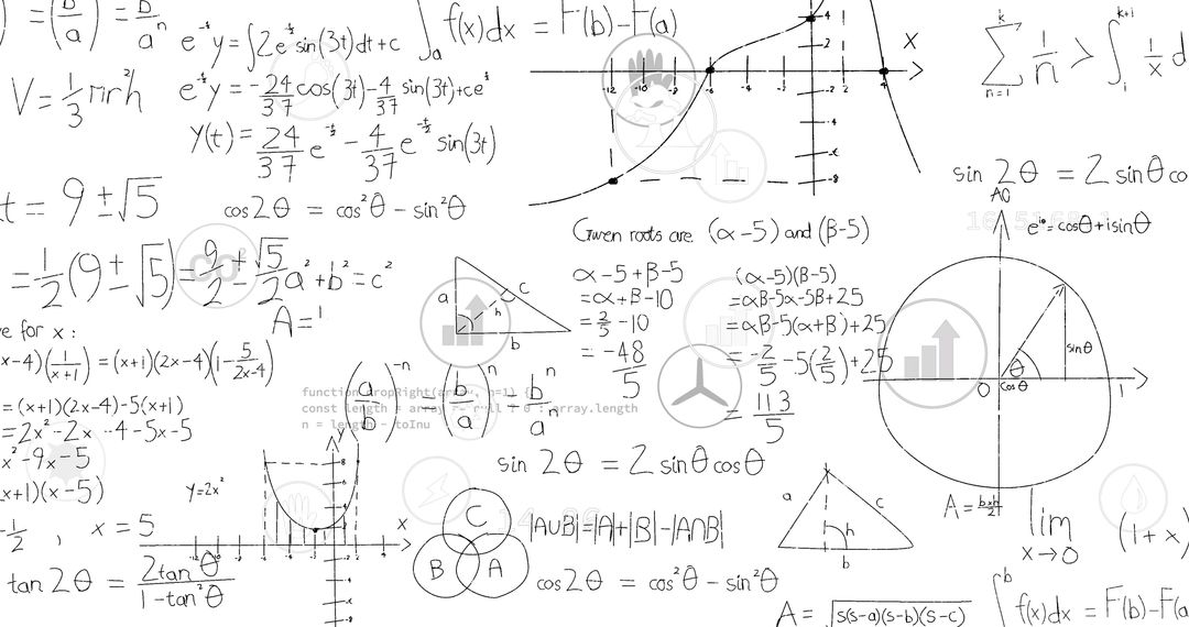 Abstract Mathematical Equations on White Background for Scientific Analysis