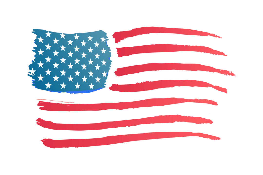 Transparent Digital Illustration of American Flag in Watercolor Style