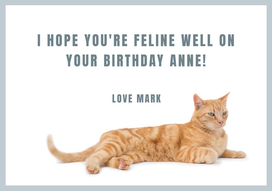 Ginger Cat Birthday Greeting Card Design - Download Free Stock Templates Pikwizard.com