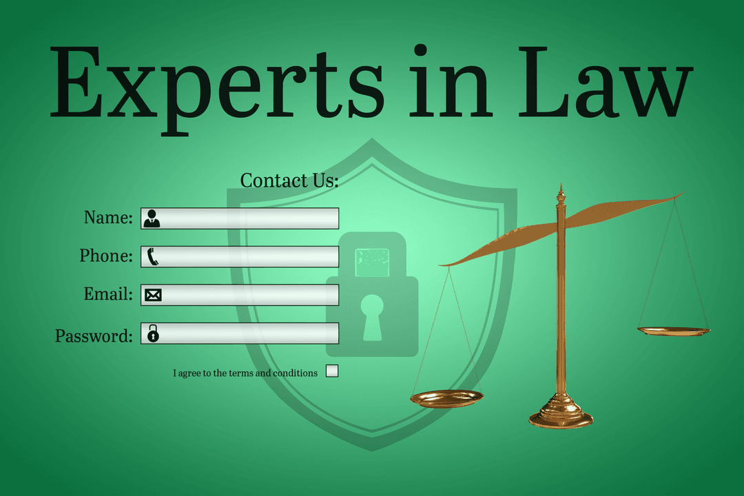 Transparent Legal Contact Form Interface with Scales of Justice