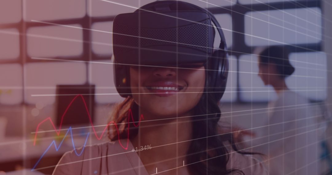 Business Professional Exploring Financial Data Using Virtual Reality