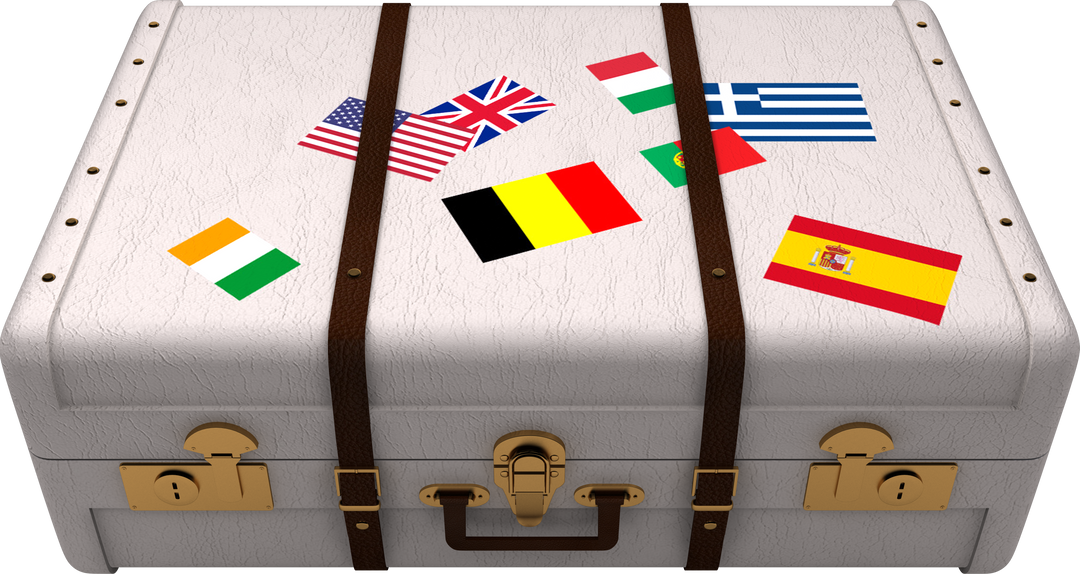 Transparent Suitcase with International Flags Decorating - Download Free Stock Images Pikwizard.com