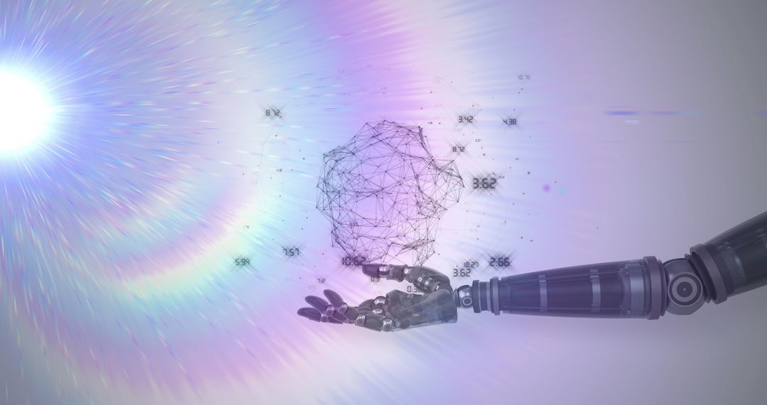 Futuristic Robot Hand with Data Connection Network