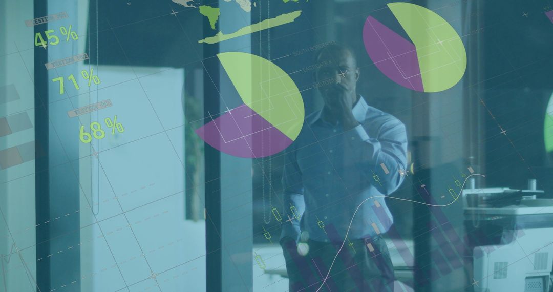 Businessman Contemplating with Digital Data Visualization