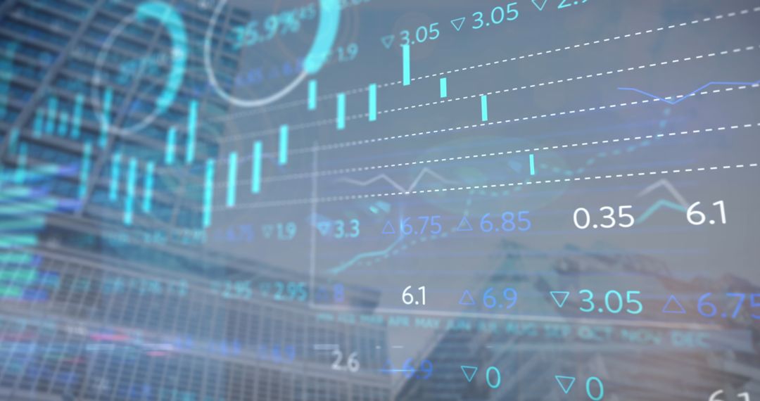 Abstract Financial Data over Cityscape Concept Background
