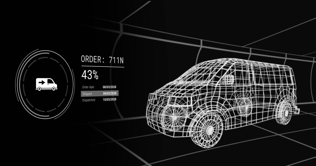 Digital Wireframe Truck with Delivery Data Overlay