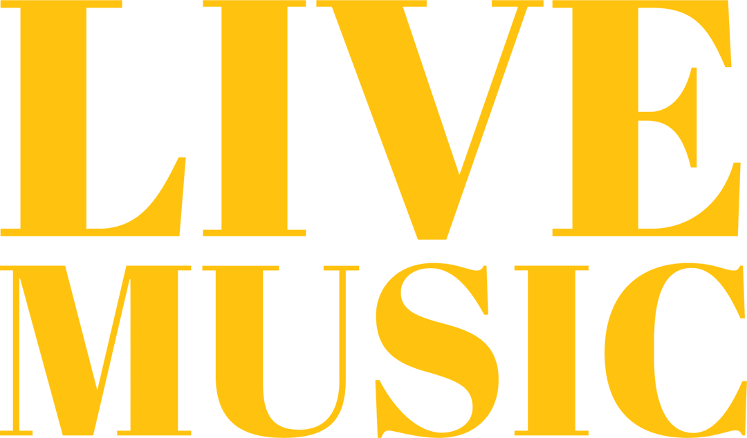 Bold Live Music Text with Transparent Background for Event Promotions