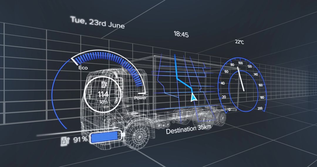 Digital Interface of Electric Truck with Speedometer for Eco Power Concept