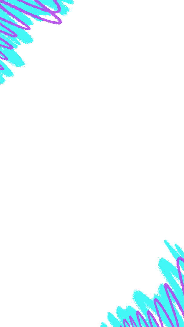 Abstract Cyan Paint Strokes with Purple Loops on Transparent Background