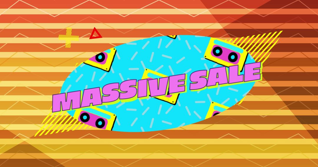 Retro Themed Massive Sale Banner with Colorful Design Elements