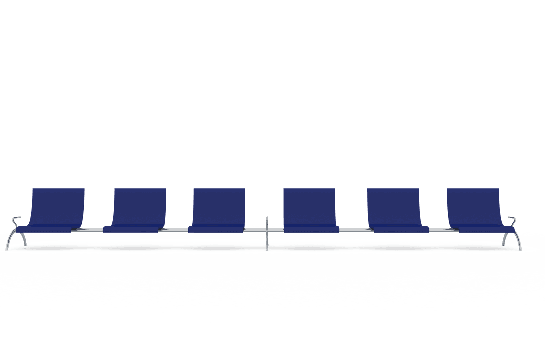 Blue Waiting Room Seats on Transparent Background for Travel Concept
