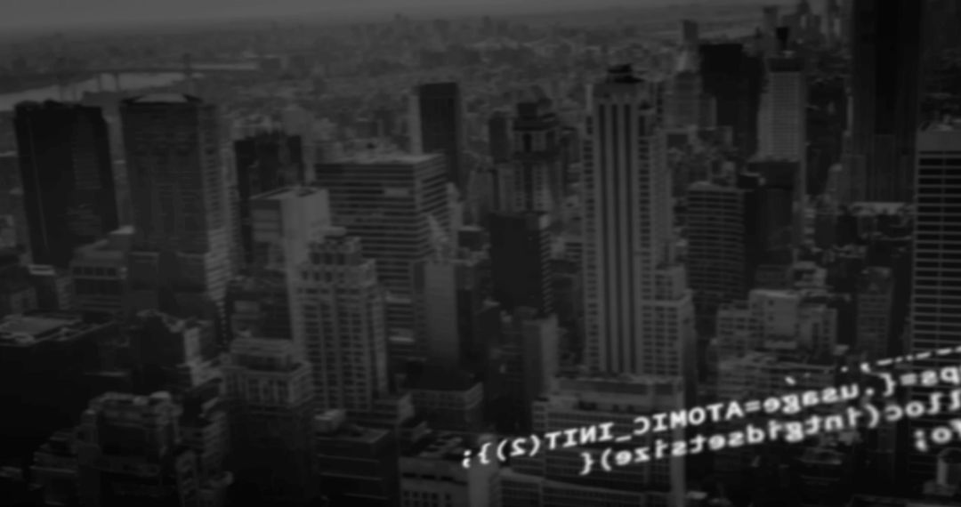 Urban Cityscape Overlay with Digital Data Interface