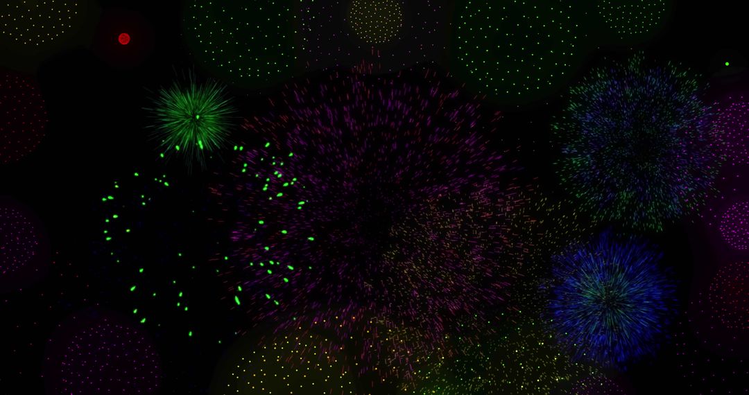 Vivid Fireworks Display on Black Background