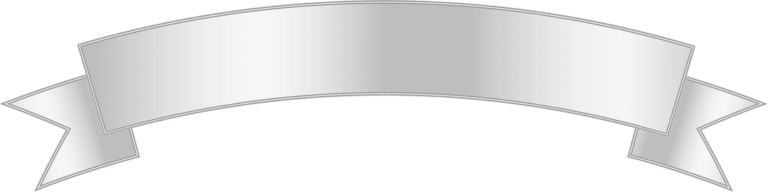 Elegant Silver Ribbon Banner on Transparent Background