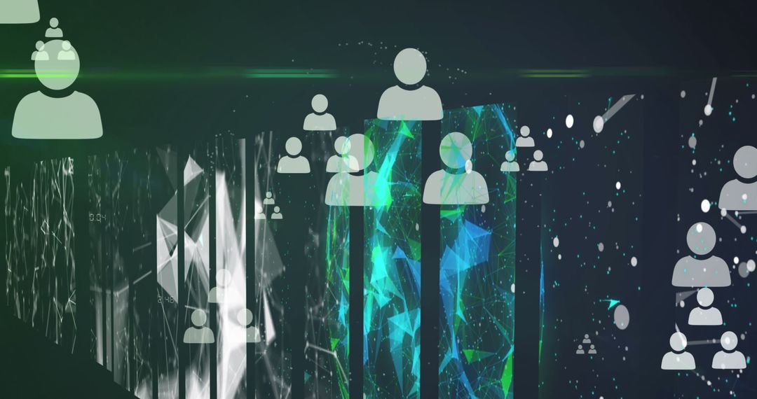 Futuristic Digital Network Linked by User Avatars in Abstract Cyberspace