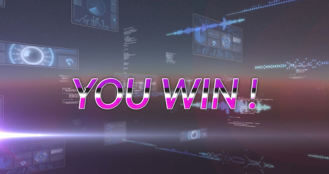 You Win Text Over Data Processing Background Concept