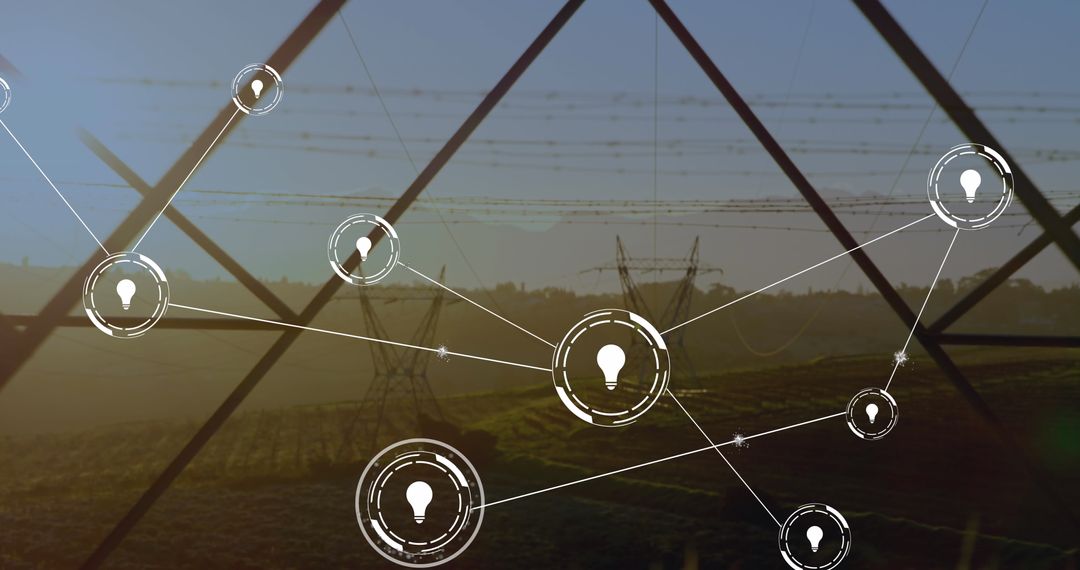 Digital Interface Over Energy Grid Illustrating Connectivity