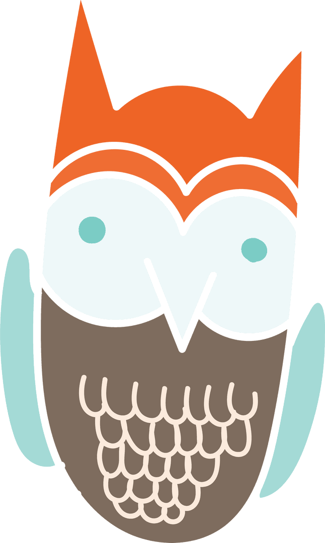 Transparent Vector Owl Mascot with Bold Orange Highlights