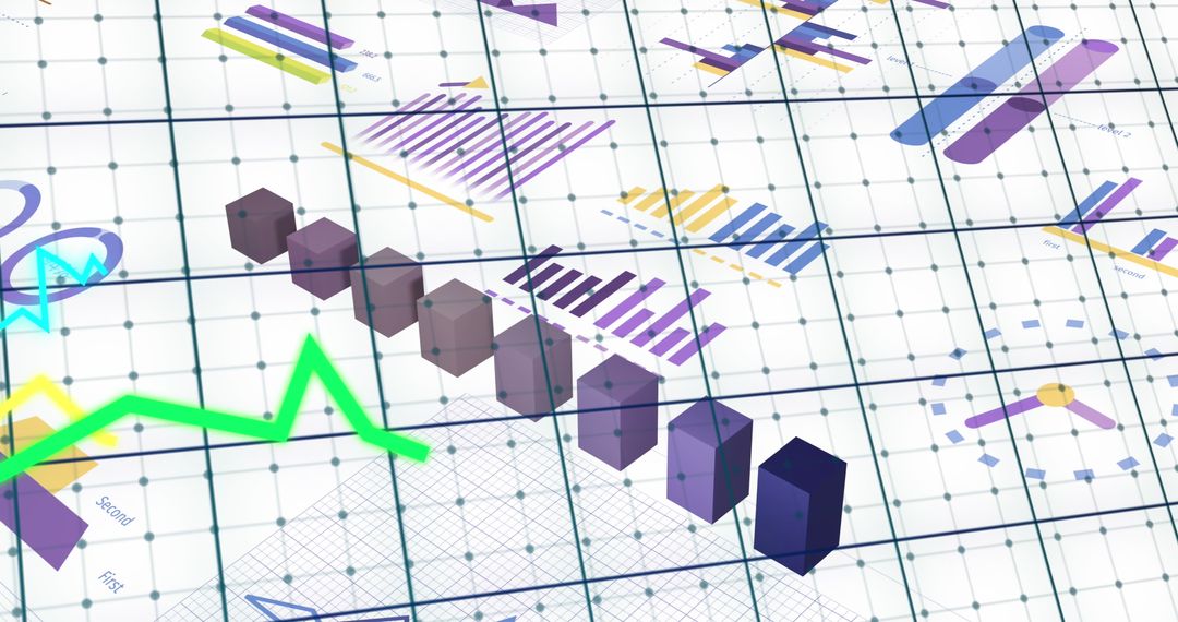 Abstract Financial Chart with Dynamic 3D Data Visualizations