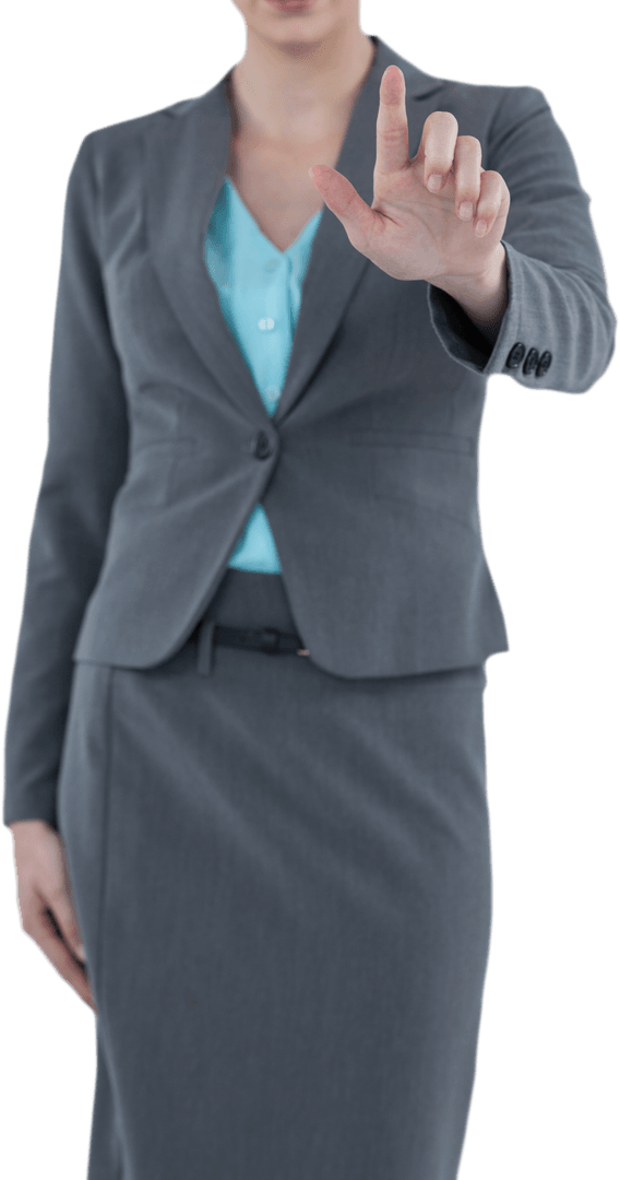 Businesswoman Engaging Transparent Touchscreen Interface