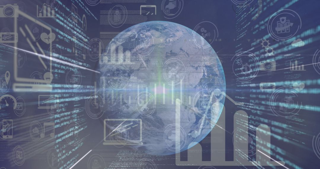 Digital Data and Networking Overlay on Globe Background
