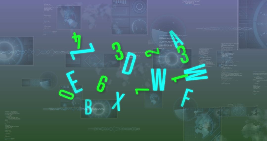 Digital Numbers Hovering Over Data Screens