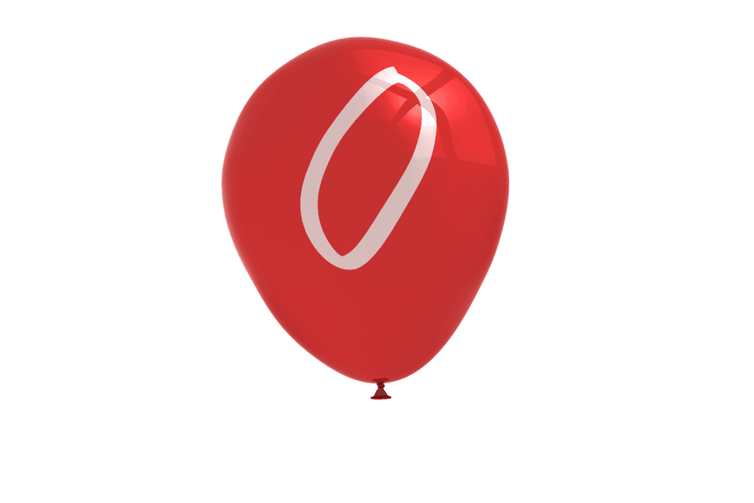 Transparent Red Balloon with 0 Number Illustration