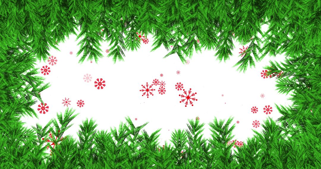 Festive Christmas Background with Pine Branches and Snowflakes