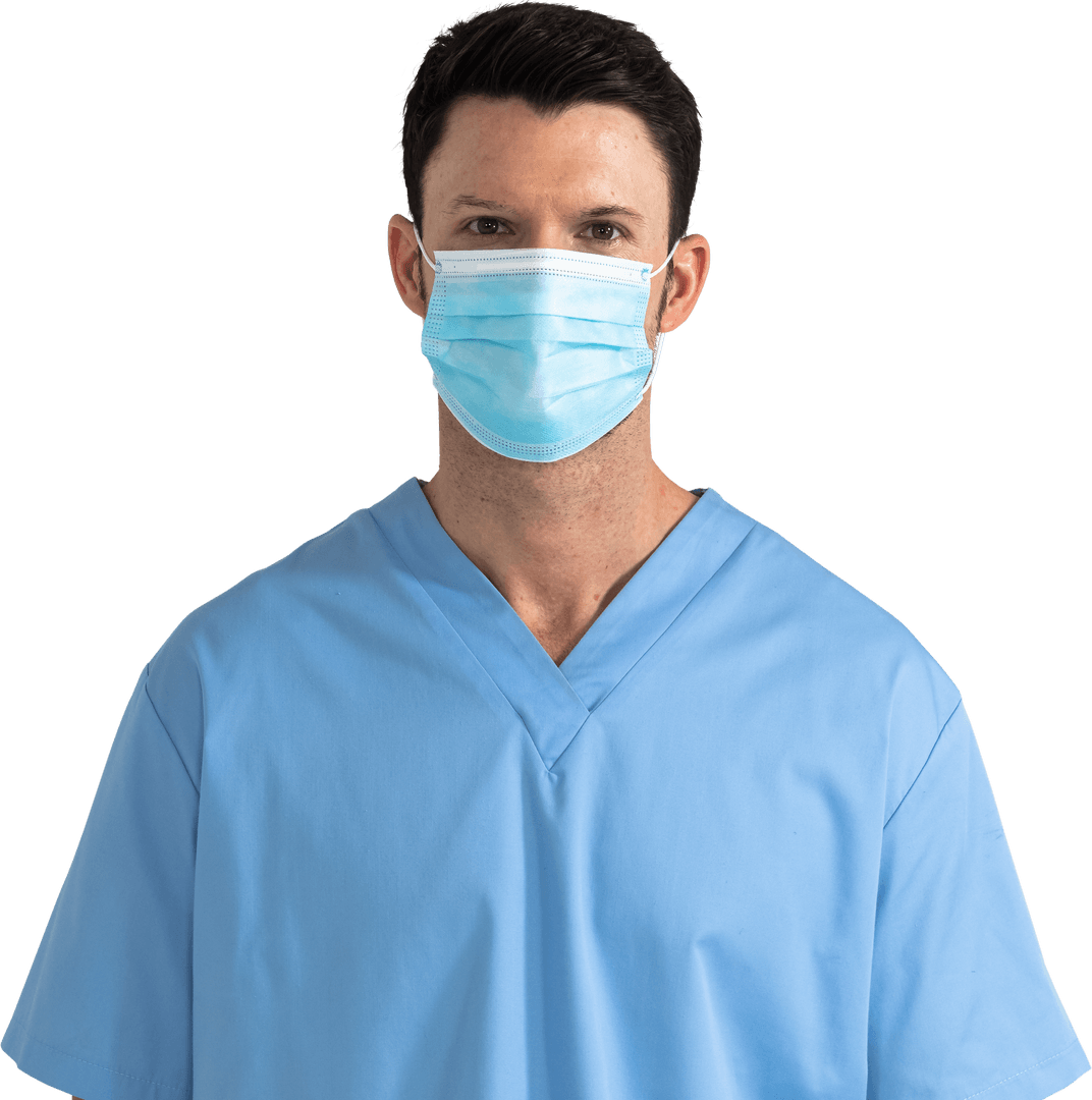 Transparent Medical Professional Wearing Mask and Scrubs Standing Confidently