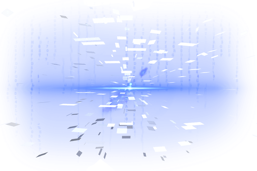 Abstract Digital Shapes on Transparent Blue Background