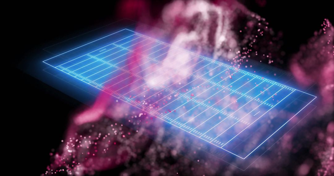 Futuristic Digital Football Field with Dynamic Particles