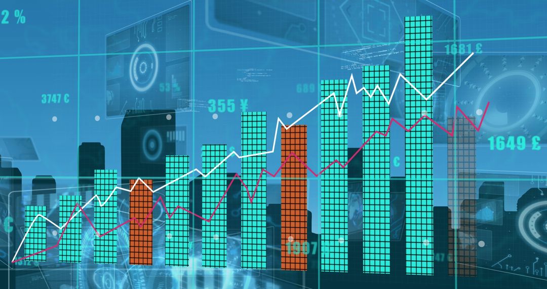 Futuristic Cityscape with Data and Technology Interface