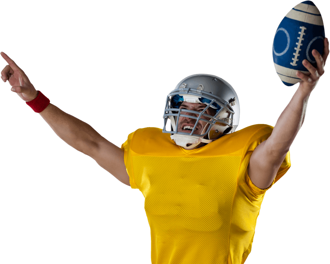 Enthusiastic Football Player Celebrating Touchdown Transparent Background