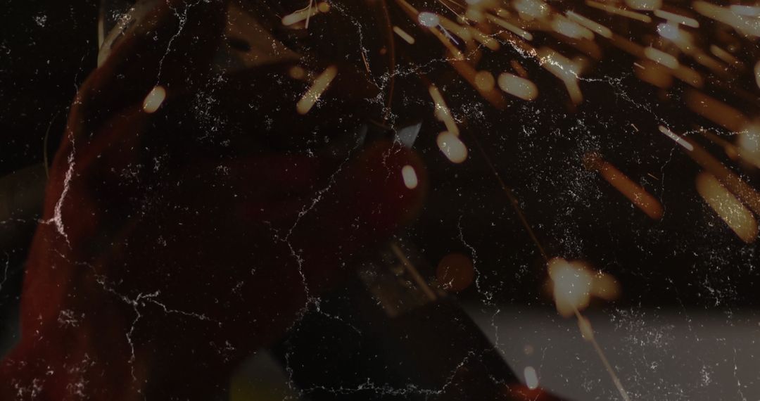 Close-Up of Metal Grinding with Angle Grinder Producing Sparks