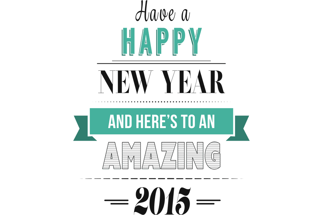 Digital Happy New Year Text Design on Transparent Background