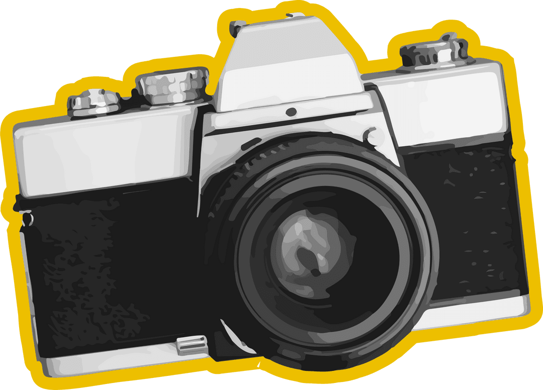 Retro 35mm SLR Camera Illustration on Transparent Background