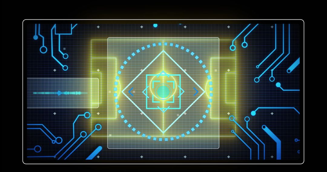 Futuristic Data Interface with Neon Circuitry