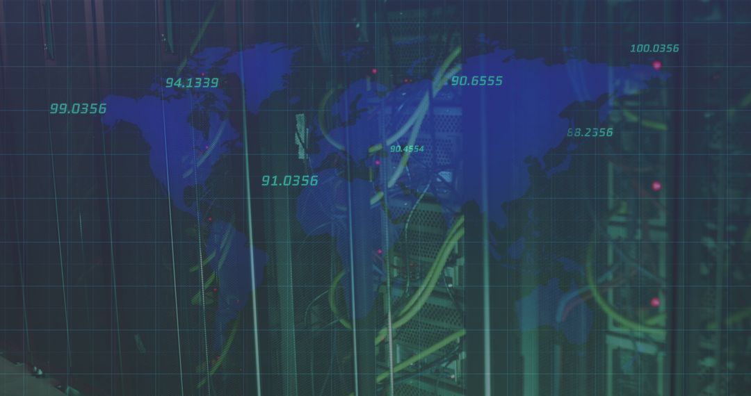 Global Data Network with Digital Projection on Server Racks - Free Images, Stock Photos and Pictures on Pikwizard.com