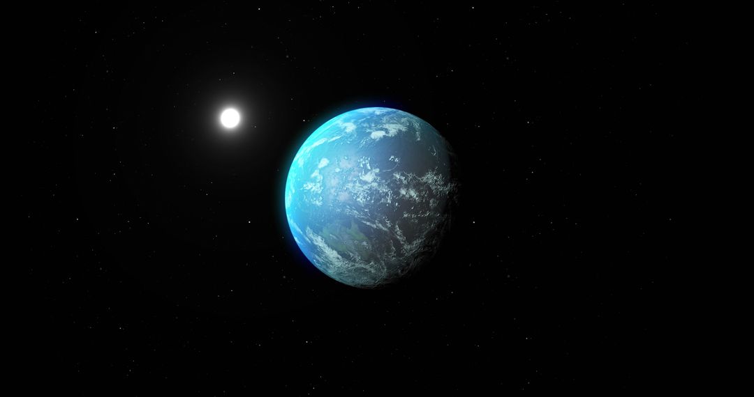 Blue Exoplanet Near Sun in Vast Space