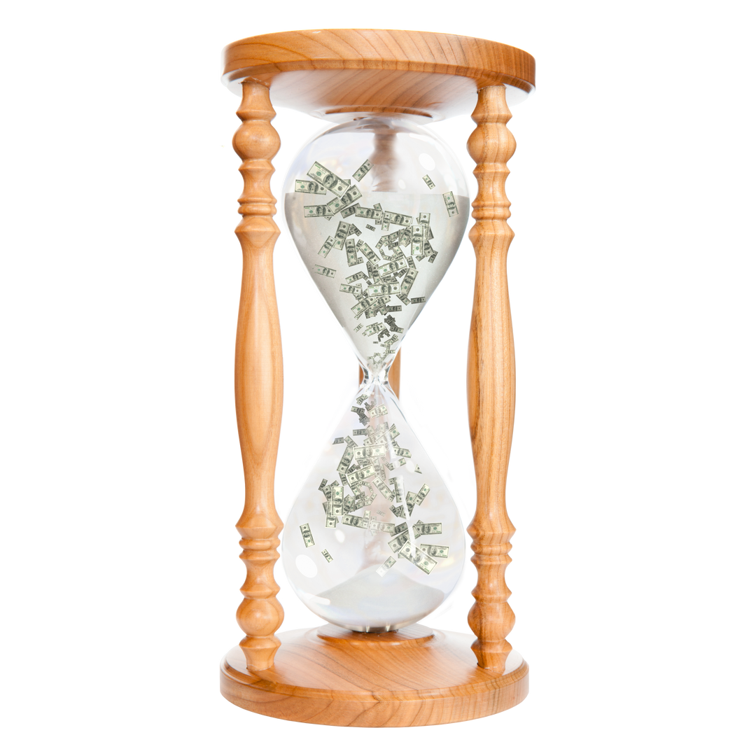 Transparent hourglass with money instead of sand symbolizing time is money concept - Download Free Stock Images Pikwizard.com