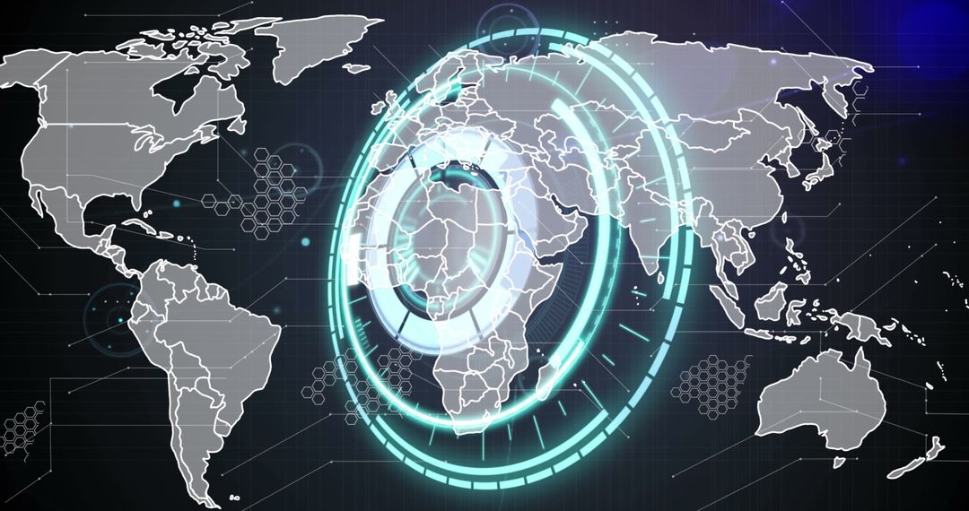 Futuristic Global Networking Concept with Neon Scanner