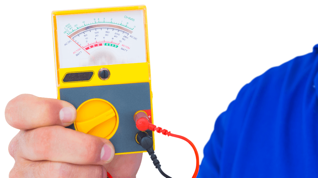 Electrician Holding Transparent Voltage Tester for Measurement