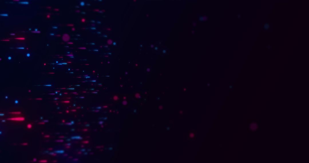 Abstract Red and Blue Digital Dots on Black Futuristic Background