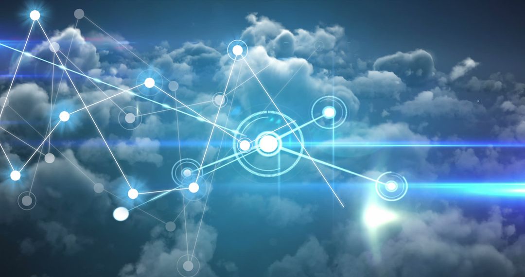 Digital Network Web Over Cloud Sky Background