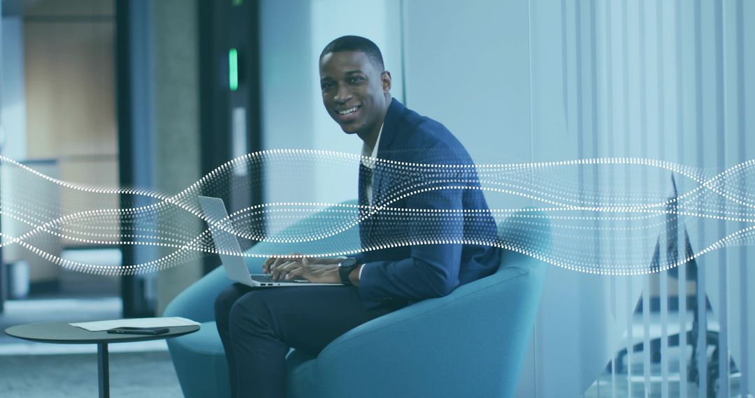 Professional Businessman Working on Laptop in Modern Lounge Area