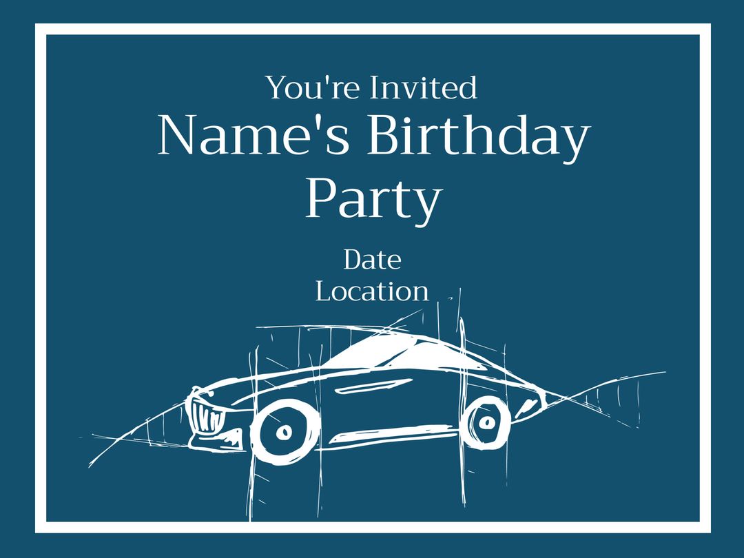 Elegant Car-Themed Birthday Invitation for Automobile Enthusiasts