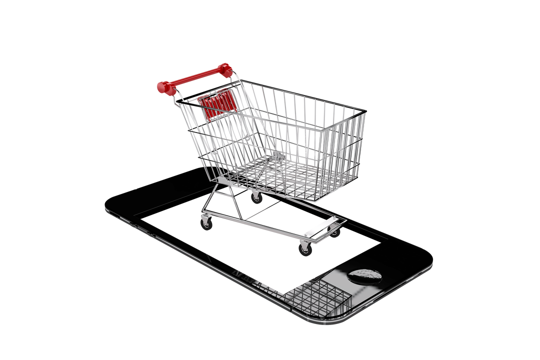 Transparent Digital Illustration Smartphone with Shopping Cart, Online Shopping Concept - Download Free Stock Images Pikwizard.com