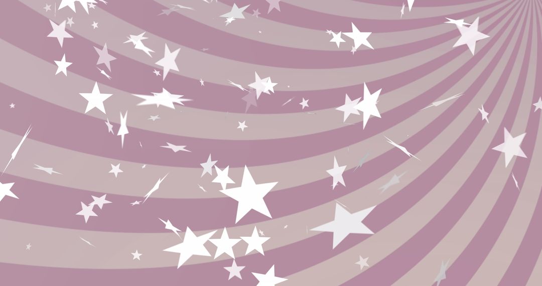 Stars Over Pink Striped Background with Rotating Spiral